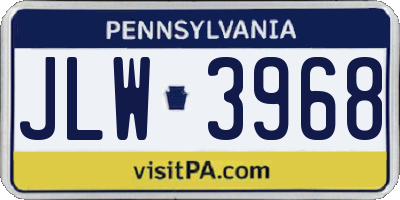 PA license plate JLW3968