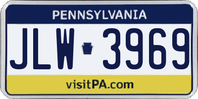 PA license plate JLW3969