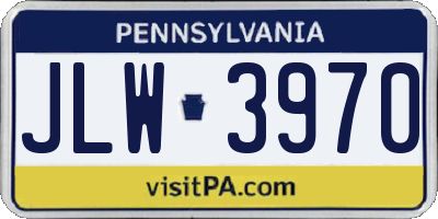 PA license plate JLW3970