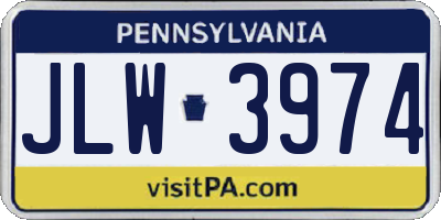 PA license plate JLW3974