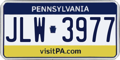 PA license plate JLW3977