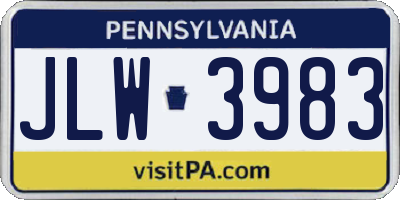 PA license plate JLW3983