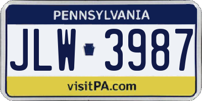 PA license plate JLW3987