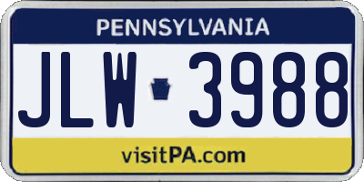 PA license plate JLW3988