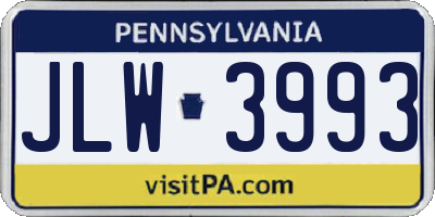 PA license plate JLW3993