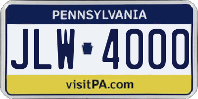 PA license plate JLW4000