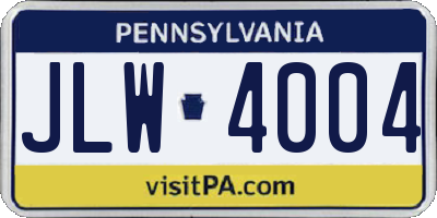 PA license plate JLW4004