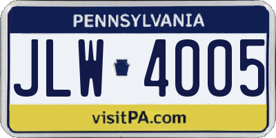 PA license plate JLW4005