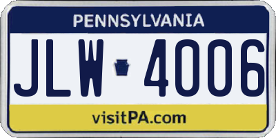 PA license plate JLW4006