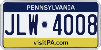 PA license plate JLW4008