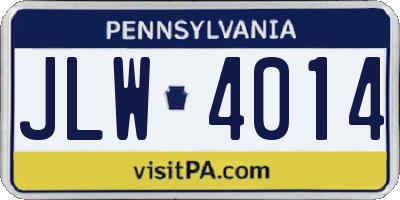 PA license plate JLW4014