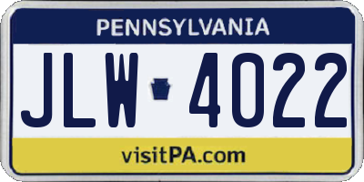 PA license plate JLW4022