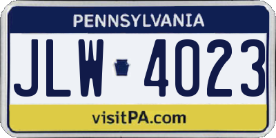 PA license plate JLW4023