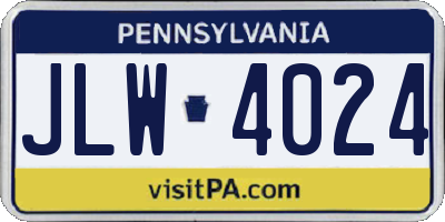 PA license plate JLW4024