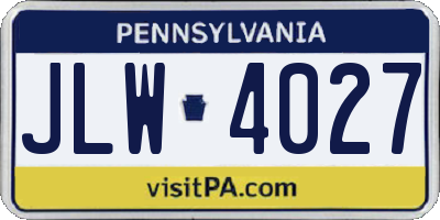 PA license plate JLW4027