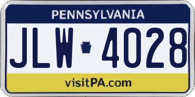 PA license plate JLW4028