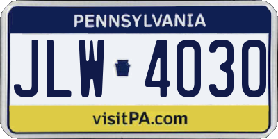 PA license plate JLW4030