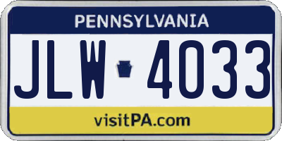 PA license plate JLW4033