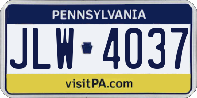 PA license plate JLW4037
