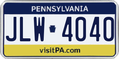 PA license plate JLW4040
