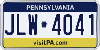 PA license plate JLW4041