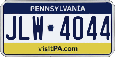 PA license plate JLW4044