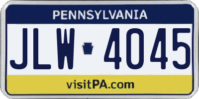 PA license plate JLW4045