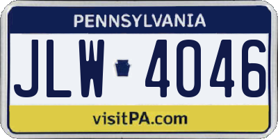 PA license plate JLW4046
