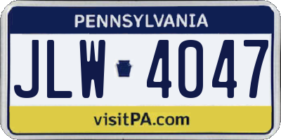 PA license plate JLW4047