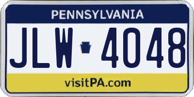 PA license plate JLW4048