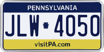 PA license plate JLW4050