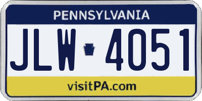 PA license plate JLW4051