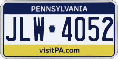PA license plate JLW4052