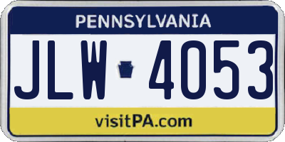 PA license plate JLW4053