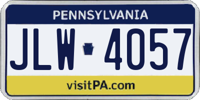 PA license plate JLW4057