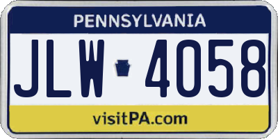 PA license plate JLW4058