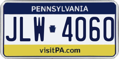 PA license plate JLW4060