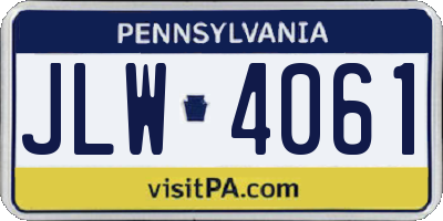 PA license plate JLW4061