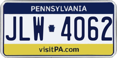 PA license plate JLW4062