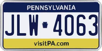PA license plate JLW4063
