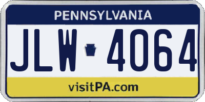 PA license plate JLW4064
