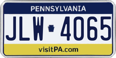 PA license plate JLW4065