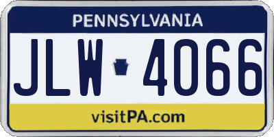 PA license plate JLW4066