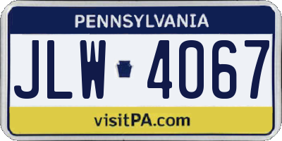 PA license plate JLW4067
