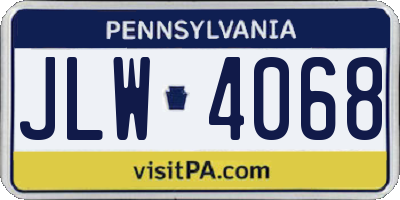 PA license plate JLW4068