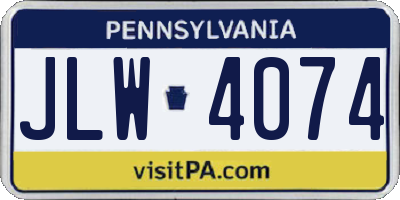 PA license plate JLW4074