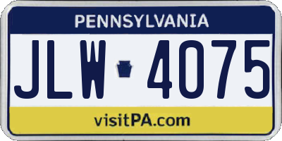 PA license plate JLW4075
