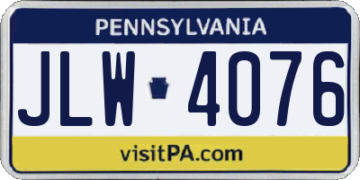 PA license plate JLW4076