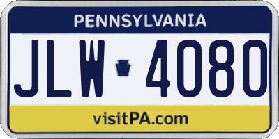 PA license plate JLW4080