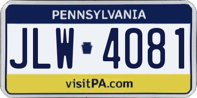 PA license plate JLW4081